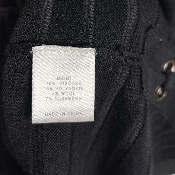 St John Medium M Black 3/4 Sleeve Ottoman Stripe Knit Sweater with Side Lace Up - Picture 10 of 11